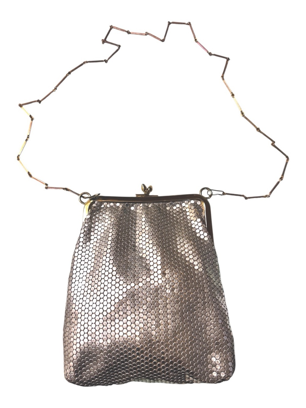 Lumured 60’s Two-Tone ‘Luma Mesh’ Chainmail Evening Bag Clutch Diamond Cut Strap